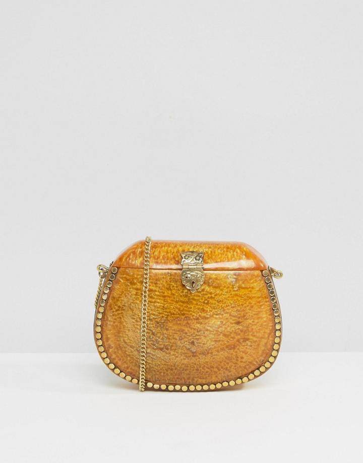 Park Lane Amber Enamel Cross Body Bag - Orange