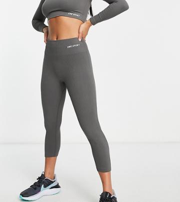 Urban Threads Petite Seamless Gym Leggings In Gray