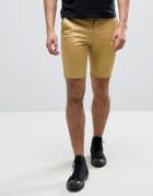 Noose & Monkey Super Skinny Smart Shorts In Metallic - Gold