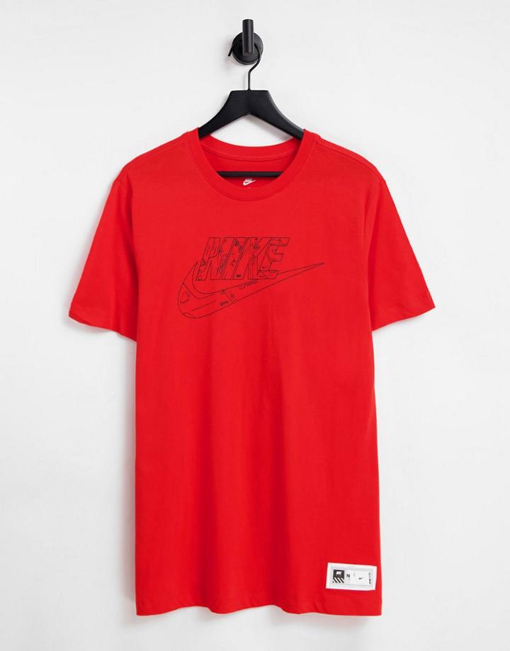 Nike Mechanic Futura Logo T-shirt In Red
