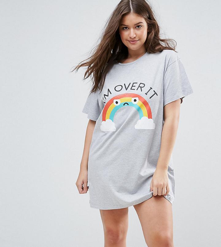 Asos Curve I'm Over It Sleep Tee - Multi