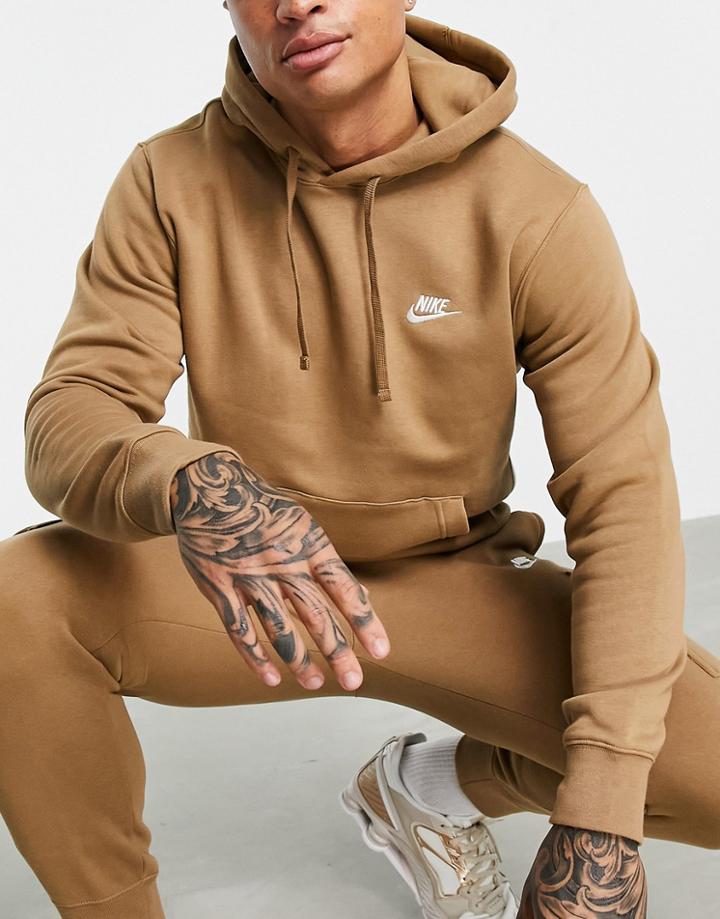 Nike Club Hoodie In Brown