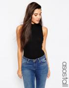 Asos Tall The Turtleneck Body In Rib - Black