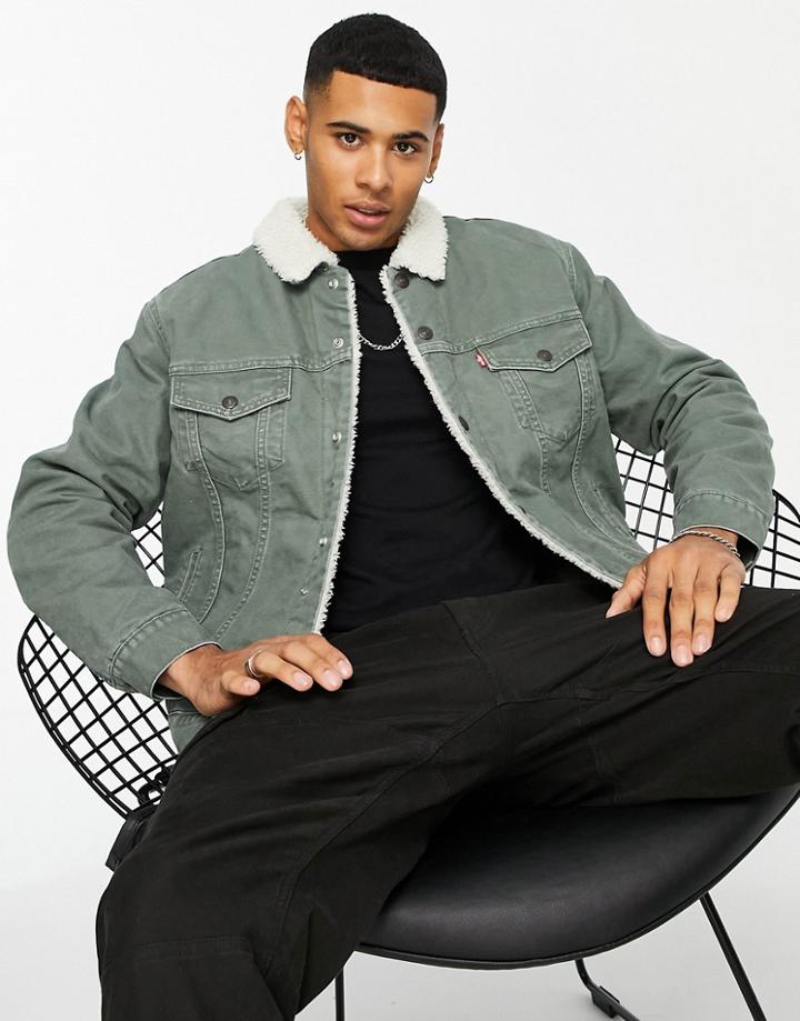 Levi's Type 3 Sherpa Lined Trucker Jacket In Gray-grey