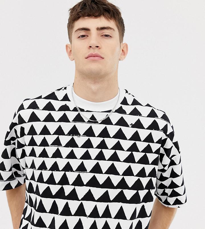 Collusion Oversized T-shirt In Monochrome Print - Multi