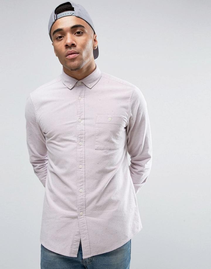 Asos Casual Regular Fit Oxford Shirt With Neps In Pink - Pink