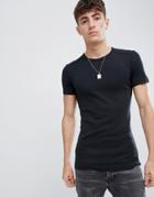 Esprit Organic Cotton Muscle Fit Ribbed T-shirt - Black