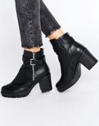 Blink Soft Leather Look Zip Heel Boot - Black