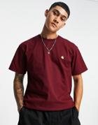 Carhartt Wip Chase T-shirt In Burgundy-red