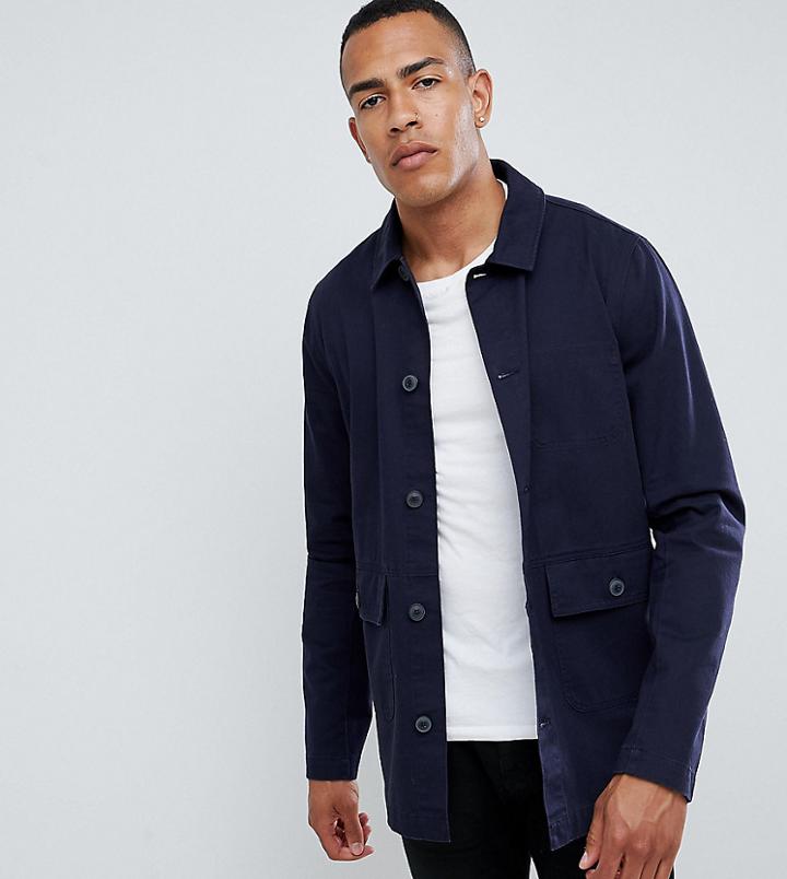 Asos Design Tall Worker Jacket In Navy - Navy