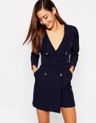 Asos Tailored Double Breasted Wrap Romper - Navy