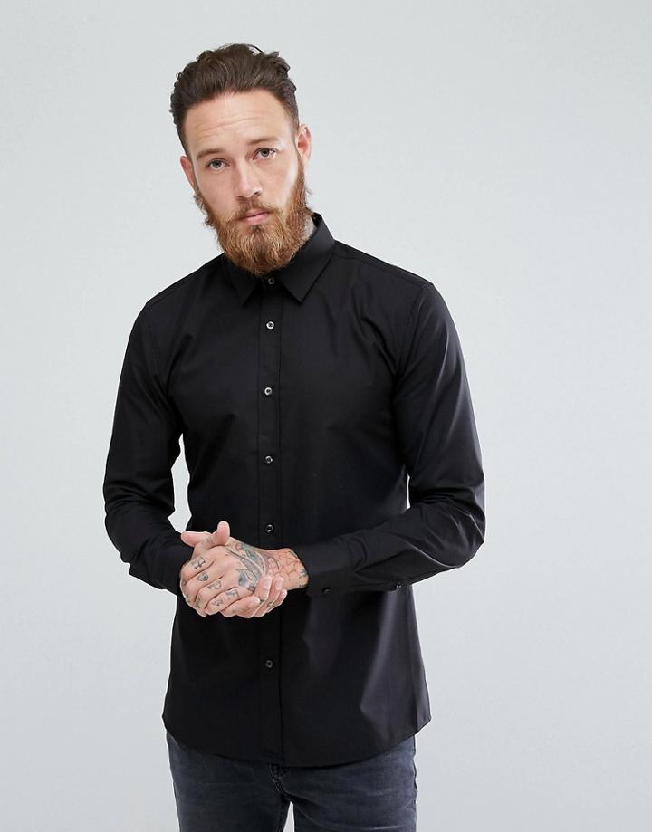 Hugo Extra Slim Fit Poplin Shirt In Black - Black