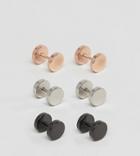 Designb Plug Earrings In 3 Pack Exclusive To Asos - Multi