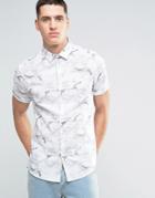 Asos Camo Shirt In Gray With Short Sleeves In Regular Fit - Gray