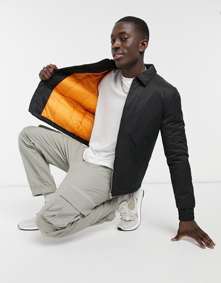 Asos Design Padded Harrington Jacket In Black