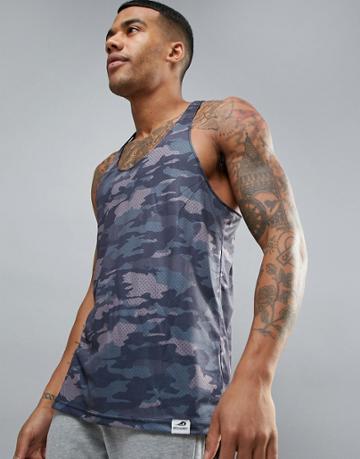 Muscle Monkey Tank In Camo Muscle Fit - Green