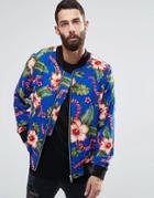 Religion Hawaiian Print Jersey Bomber Jacket - Hawaii