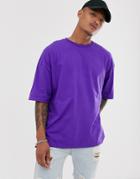 Bershka Oversized T-shirt In Purple - Purple