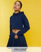 New Balance Cropped Logo Hoodie In Navy - Exclusive To Asos
