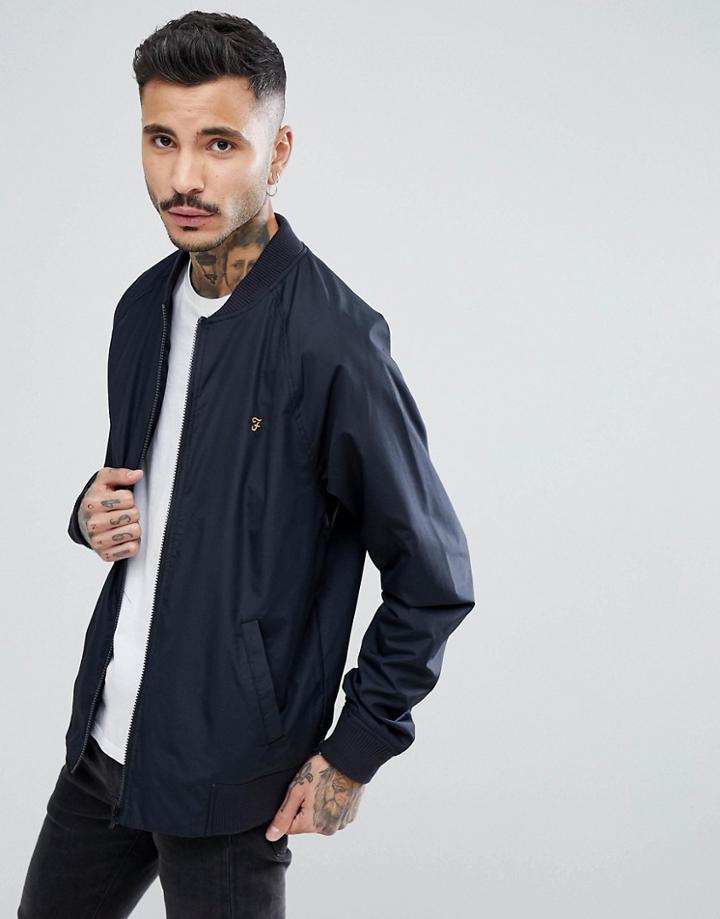 Farah Richards Zip Through Nylon Bomber In Black - Black