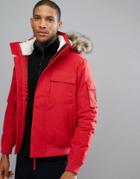 Jack Wolfskin Brockton Jacket With Faux Fur Hood In Red - Red