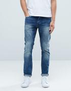 Only & Sons Classic Wash Slim Fit Jeans With Stretch - Blue