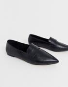 Asos Design Limber Pointed Loafer Ballet Flats In Black - Black