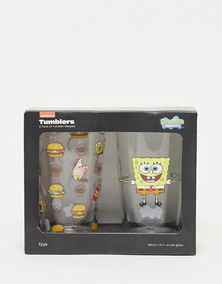 Typo X Spongebob Squarepants Pack Of 2 Pint Glasses-multi