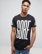 Jack & Jones Core Longline T-shirt With Arm Stripe - Black