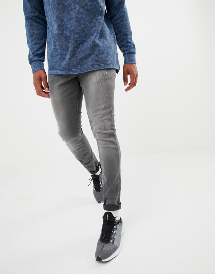 G-star Revend Super Slim Jeans With Abraisons Washed Black - Black