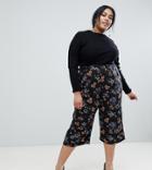 Influence Plus Floral Wide Leg Pants - Black