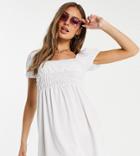 Asyou Ruched Milkmaid Dress In White