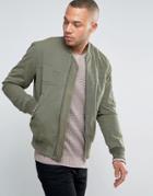 Esprit Bomber Jacket With Tonal Patch Details - Green