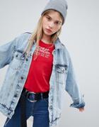 Cheap Monday Oversized Trucker Jacket With Destroyed Detail - Blue