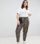 Asos Design Curve Tiger Print Belted Peg Pants - Multi