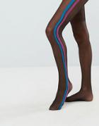 Asos Colored Side Stripe Mesh Tights - Black