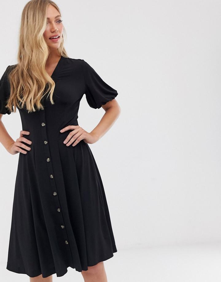 French Connection Button Through Midi Dress-black
