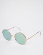 Asos Round Sunglasses With Flat Lens & Flash Lens And Metal Nose Bridge - Clear