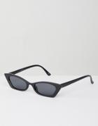 Asos Design Squared Off Narrow Cat Eye Sunglasses - Black