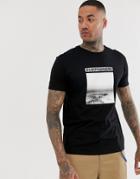 Bershka T-shirt With Explore Print In Black - Black