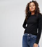 Asos Design Tall Ultimate Top With Long Sleeve And Crew Neck In Black - Black