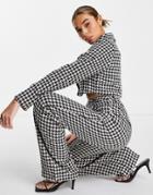 In The Style X Lorna Luxe Houndstooth Tailored Wide Leg Pants In Multi-black