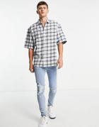 Topman Oversized Checked Shirt In Off-white