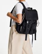 Stradivarius Nylon Backpack With Multi Front Pockets In Black