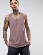 Asos Longline Tank With Extreme Racer Back And Curved Hem In Oxblood -
