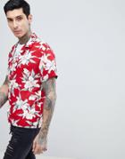 Asos Design Regular Hawaiian Print Shirt - Red