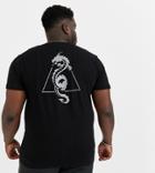 Asos Design Plus T-shirt With Dragon Back Print-black