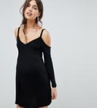 Asos Design Maternity Cold Shoulder Mini Swing Dress - Black