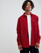 Volcom Shader Striped Shirt In Red - Red