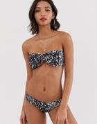 City Goddess Bow Bandaeu Bikini Top And Bottoms Set-black